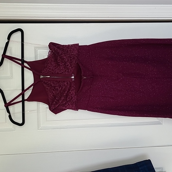 SPEECHLESS WOMENS JUNIORS METALLIC FUCHSIA SPARKLING PARTY PROM DRESS SIZE 11 - Picture 7 of 16